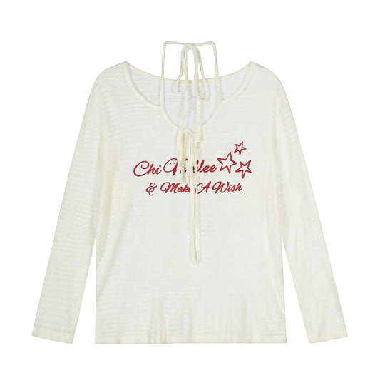 Casual retro striped long sleeved top for women | MuddyStock Originals White eprolo