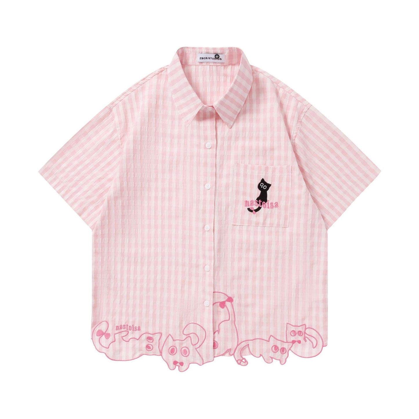Pink Pastel Cat Check Shirt For Women | MuddyStock Originals Pink