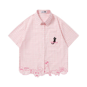 Pink Pastel Cat Check Shirt For Women | MuddyStock Originals Pink