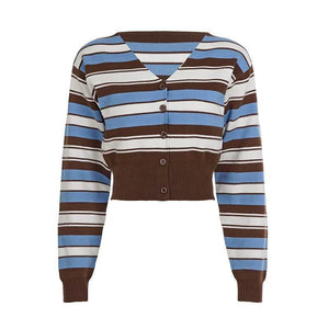 V-Neck Striped Sweater For Women | MuddyStock Originals Blue