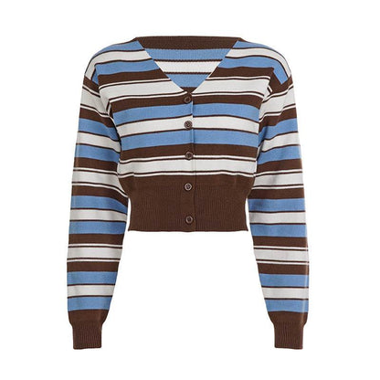 V-Neck Striped Sweater For Women | MuddyStock Originals Blue MuddyStock