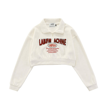 Polo Neck Cropped Hoodie For Women | MuddyStock Originals Apricot eprolo