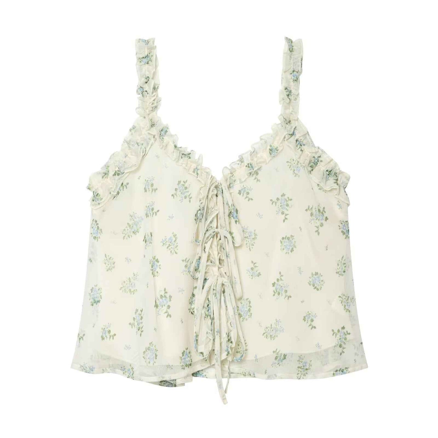 French floral V-neck top+A-line large swing skirt set | MuddyStock Originals