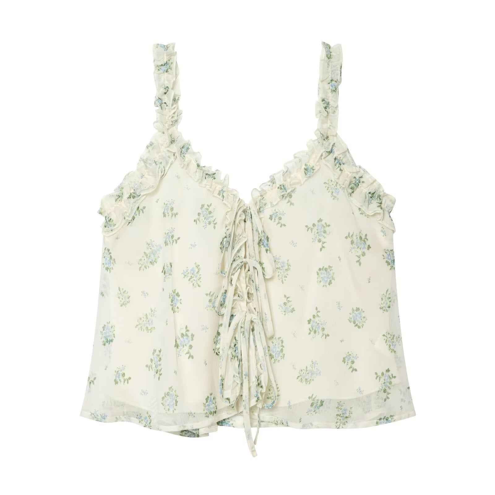 French floral V-neck top+A-line large swing skirt set | MuddyStock Originals
