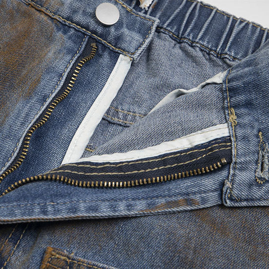 Vintage washed pocket denim shorts