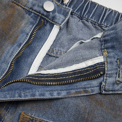 Vintage washed pocket denim shorts