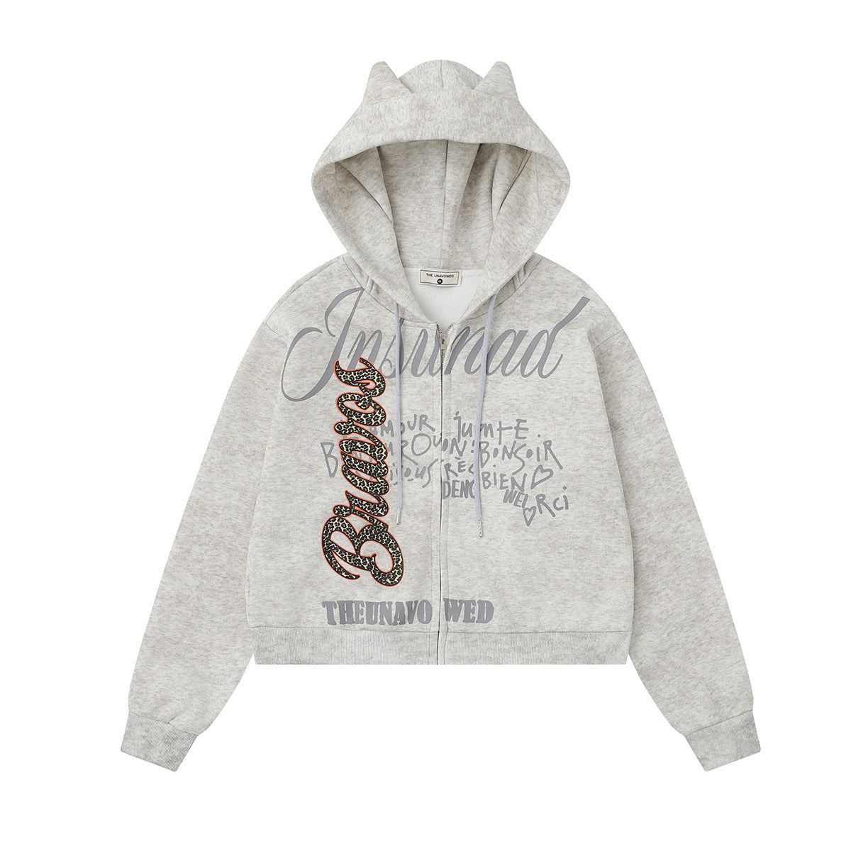 Leopard patch zipper hoodie for women | MuddyStock Originals MuddyStock