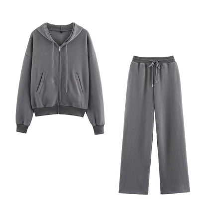 Ribbed hooded sweatshirt+straight leg pants for women | MuddyStock Originals