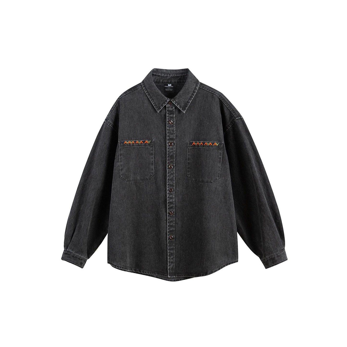 Loose Casual Versatile Denim Shirt For Men | MuddyStock Originals Black