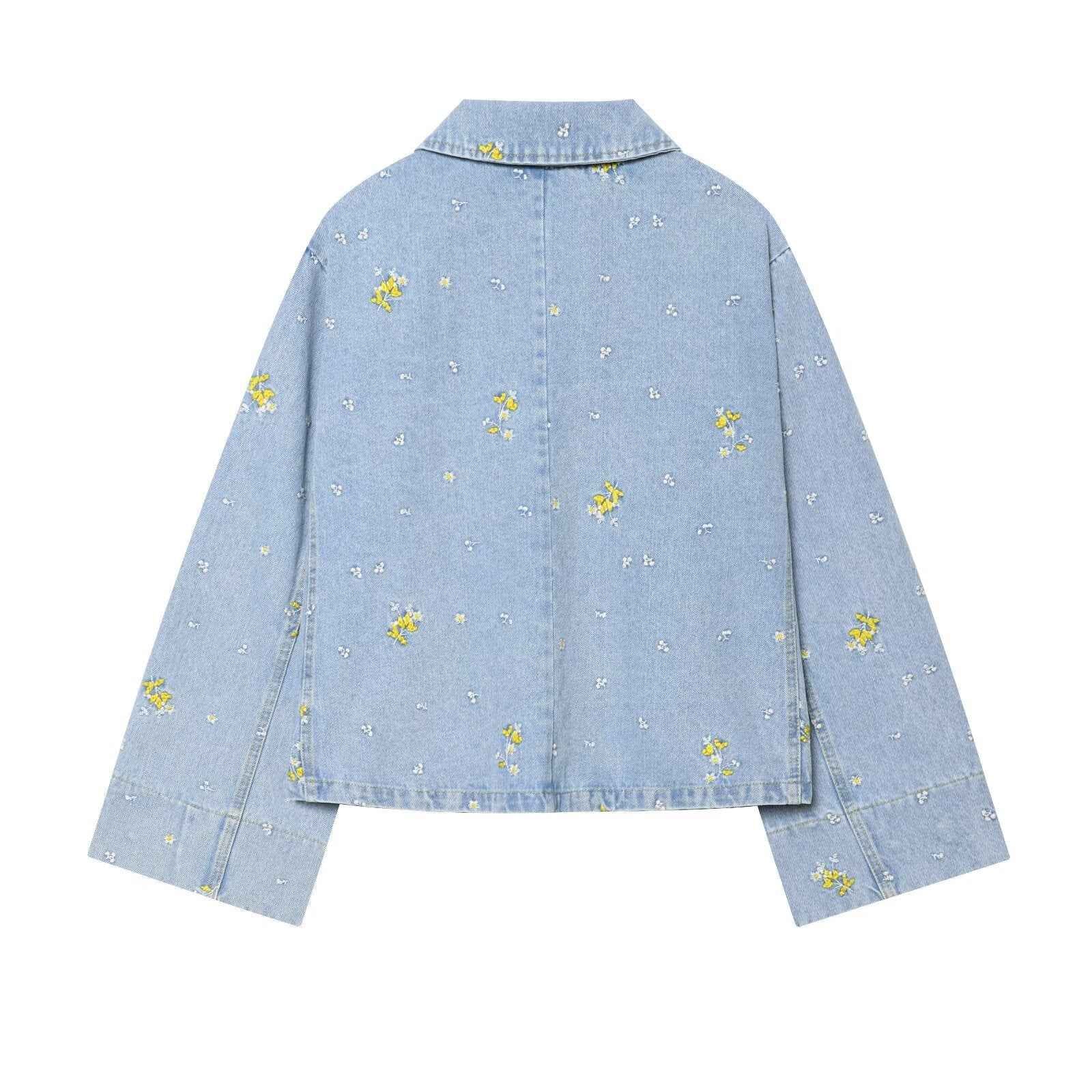 Embroidered denim jacket+denim shorts set for women | MuddyStock Originals
