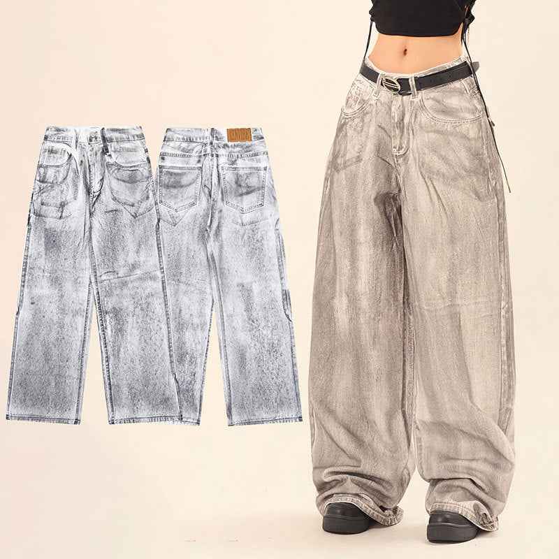 Wash and tie dye straight leg loose jeans for women | MuddyStock Originals MuddyStock