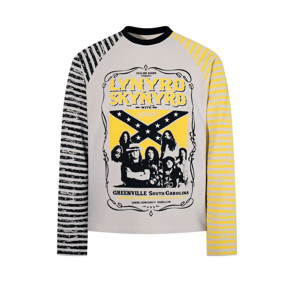 Striped patchwork shoulder long sleeved T-shirt for men | MuddyStock Originals Gray