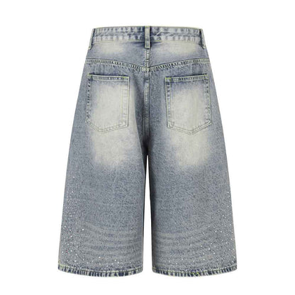 Full print straight leg denim shorts | MuddyStock Originals