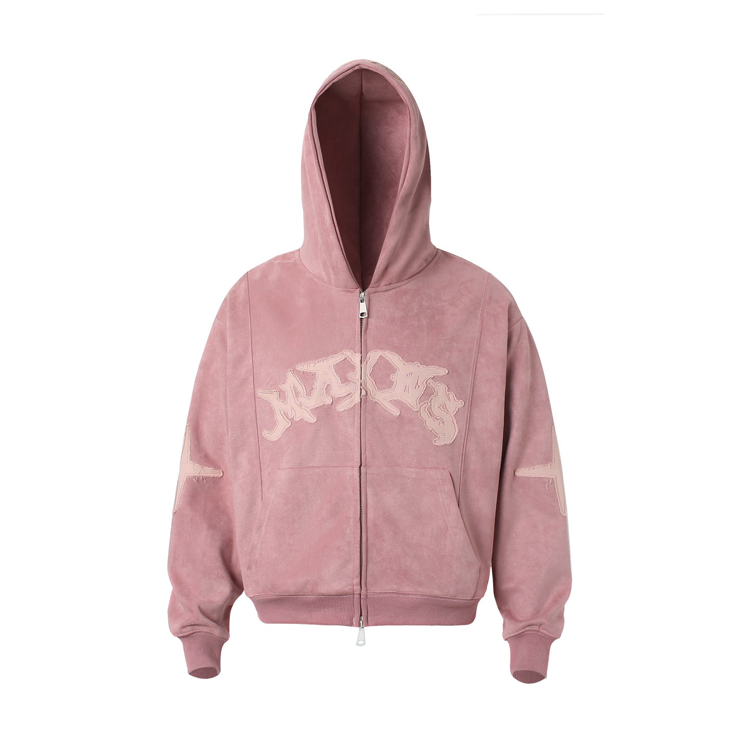 Suede cross patch hoodie for men and women | MuddyStock Originals Pink MuddyStock