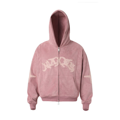 Suede cross patch hoodie for men and women | MuddyStock Originals Pink MuddyStock