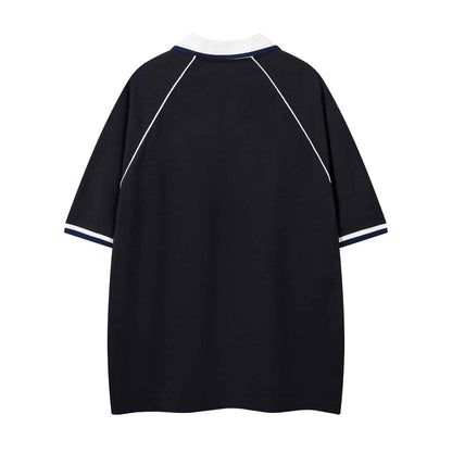 Letter Print Turn-Down Collar Short Sleeve T-Shirt For Men | MuddyStock Originals MuddyStock