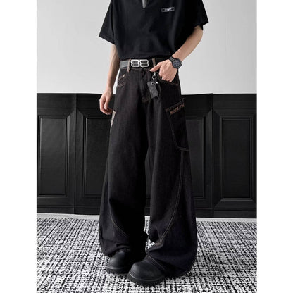 Checkered splicing curved jeans for men | MuddyStock Originals MuddyStock