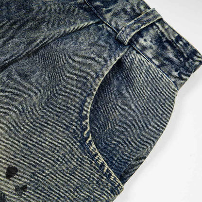 Dog graffiti cartoon straight leg denim shorts
