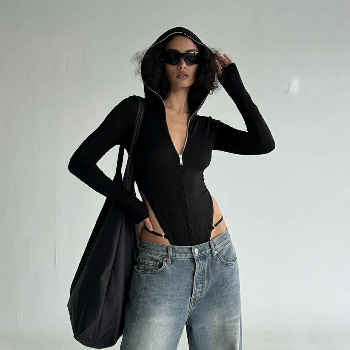 Zipper hooded slim fit street long sleeved jumpsuit for women | MuddyStock Originals MuddyStock