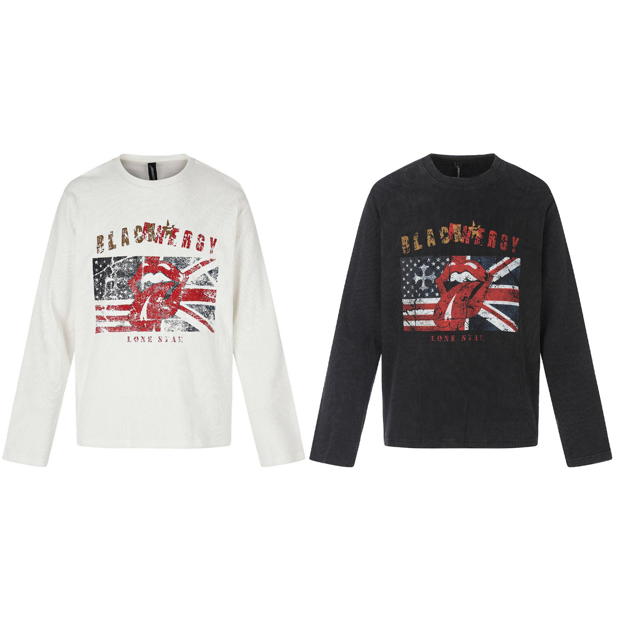 Waffle Knit Long Sleeve Crew Neck T-shirt For Men | MuddyStock Originals