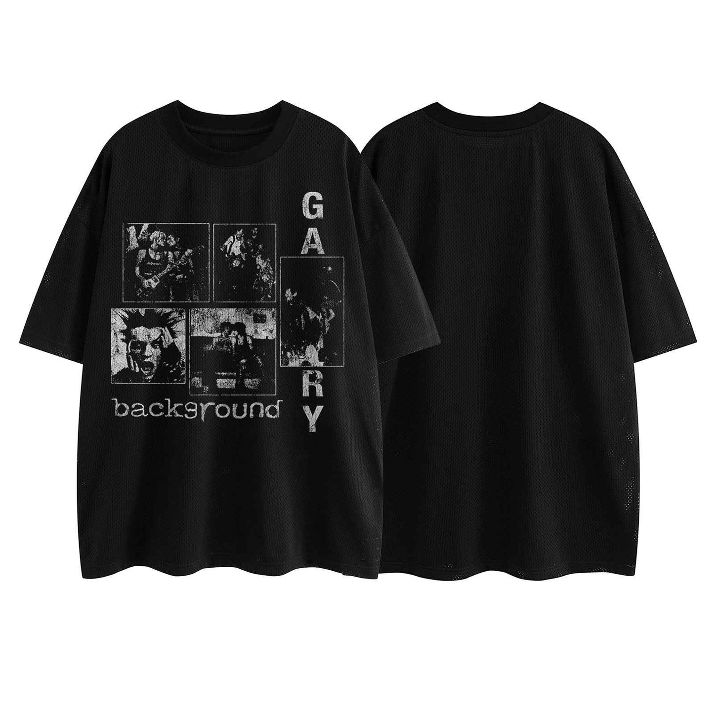 Streetwear High Street Dark Print Mesh Hole Design Short Sleeve T-Shirt For Men | MuddyStock Originals MuddyStock