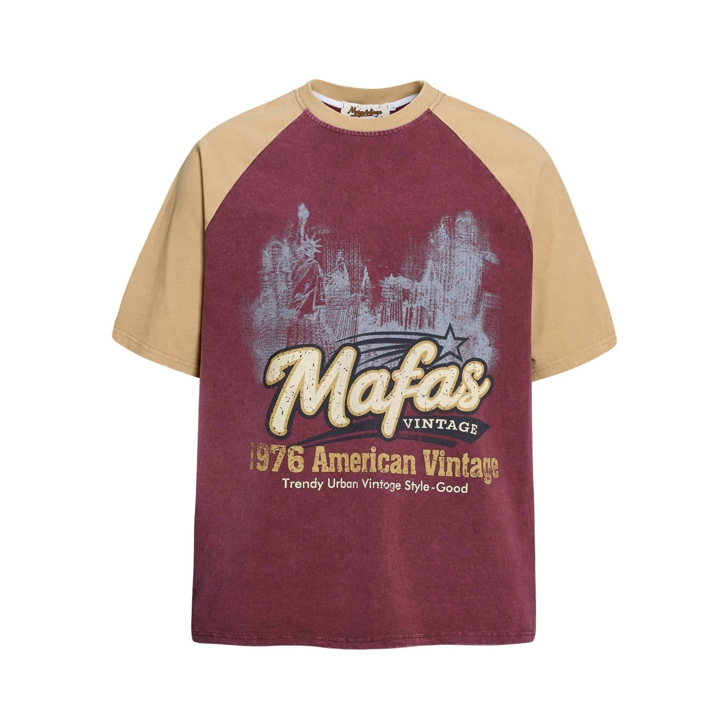 City silhouette vintage short sleeves for men | MuddyStock Originals Red