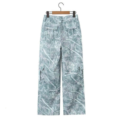 Fashionable pocket workwear low waisted pants denim printed pants For Women | MuddyStock Originals MuddyStock