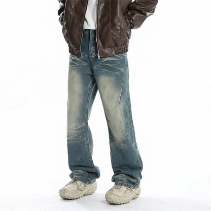 Washed Denim Loose Jeans For Men MuddyStock