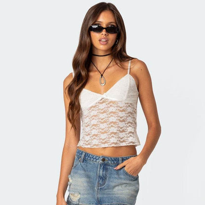 Summer New V-neck Strap Chest Bow White MuddyStock