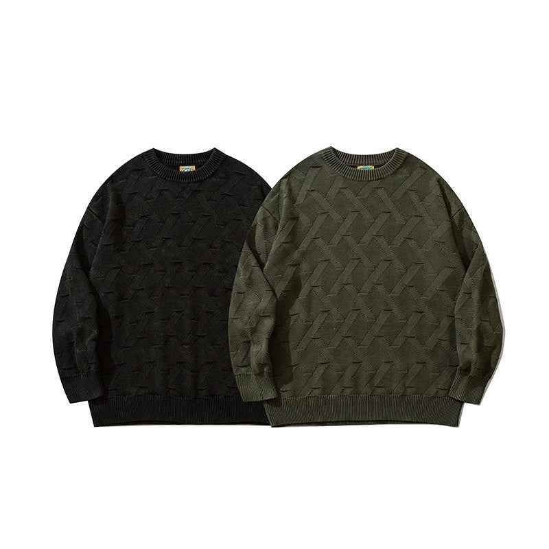 Men's Fashion Heavy Washed And Worn Round Neck Sweater MuddyStock