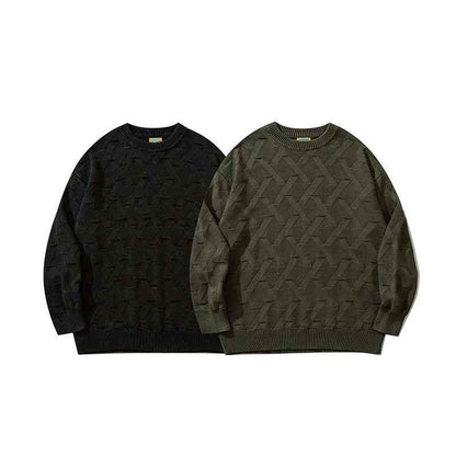 Men's Fashion Heavy Washed And Worn Round Neck Sweater MuddyStock