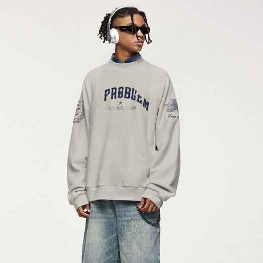 Men's Retro Embroidered Crew Neck Sweater MuddyStock