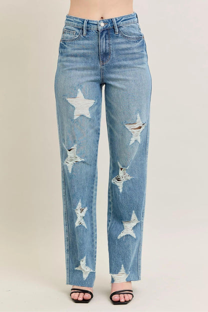 High Waist Rigid Magic Star Shaped Jeans For Women MD