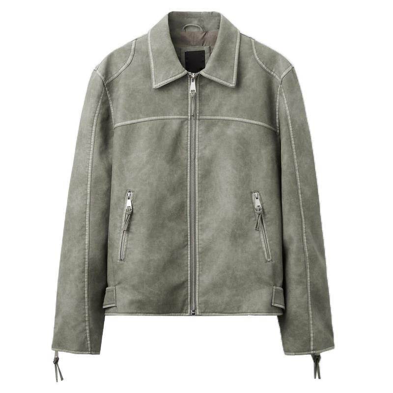 Men's Zipper Distressed Retro Washed Jacket MuddyStock