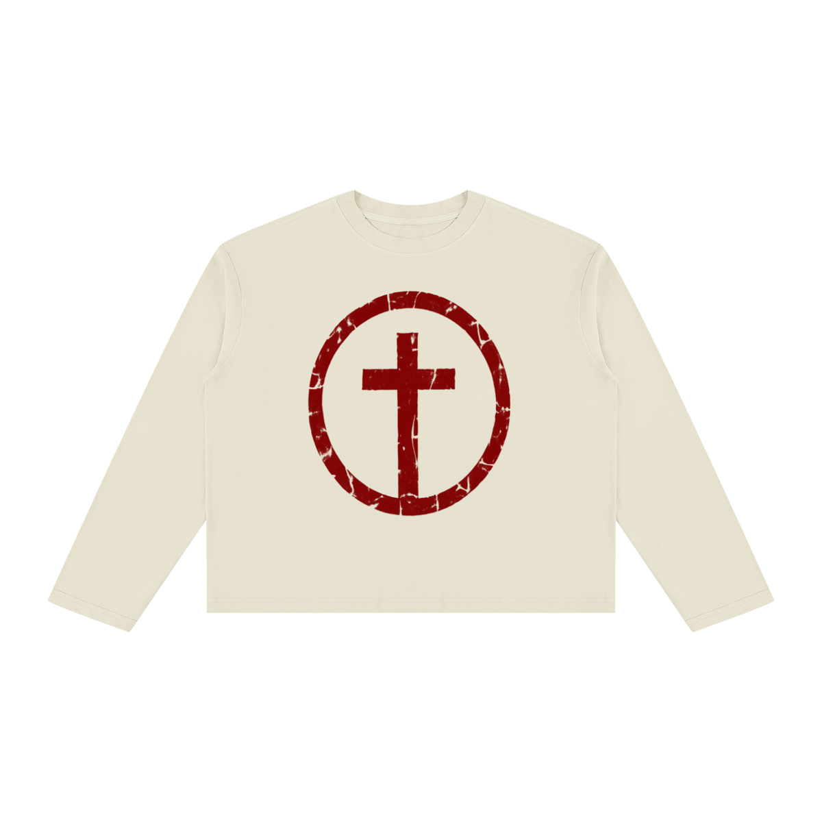 Vintage Wash Long Sleeve Boxy T-Shirt For Men | MuddyStock Originals Apricot
