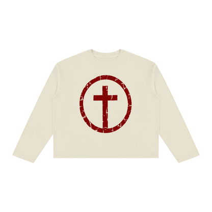 Vintage Wash Long Sleeve Boxy T-Shirt For Men | MuddyStock Originals Apricot