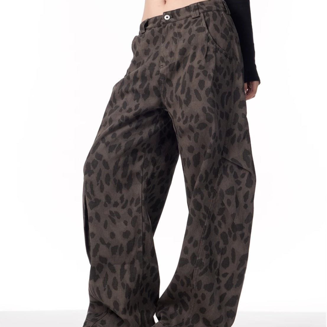 Retro Leopard Women's Loose Straight Wide-leg Pants