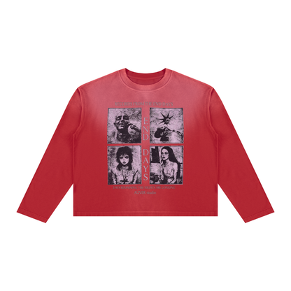 Sunfade Boxy Long Sleeve T-Shirt For Men | MuddyStock Originals Red