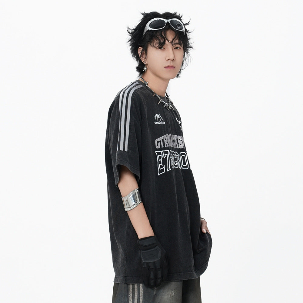 Men's Letter Embroidered Short-sleeved T-shirt