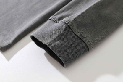 Washed Old Long-sleeved T-shirt For Men null