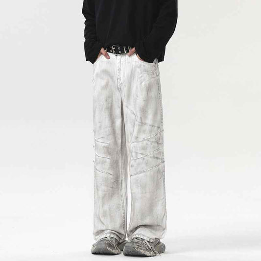 Men's Retro White Jeans MuddyStock