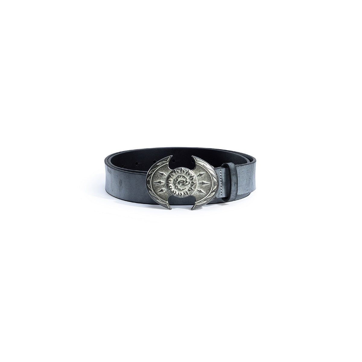 High-end Vintage Full-grain Leather Belt Gray And White 115cm