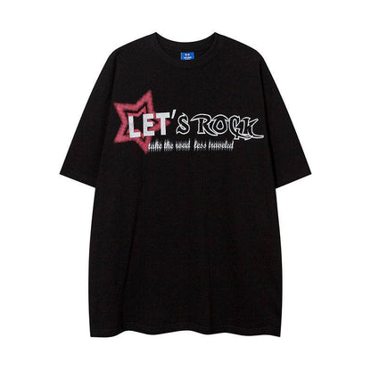 Fashion Five-pointed Star Letter Short Sleeve For Men And Women MuddyStock