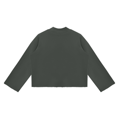 Mock Neck Raw Edge Boxy Sweatshirt For Men| MuddyStock Originals