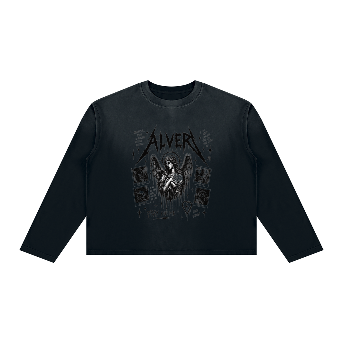 Sunfade Boxy Long Sleeve T-Shirt For Men | MuddyStock Originals Black