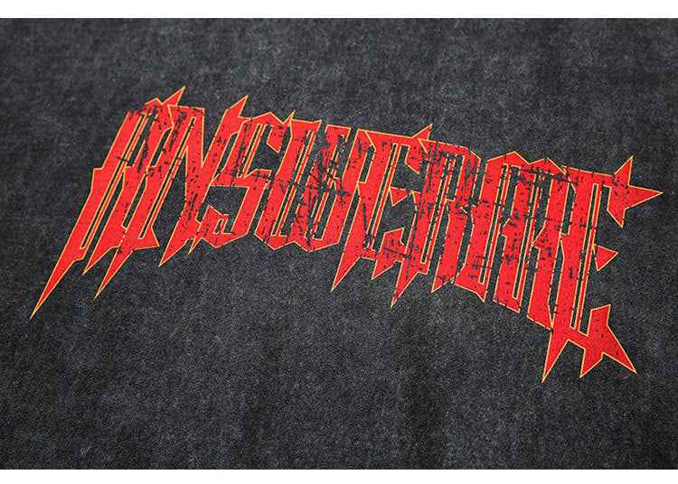 Summer Retro Worn Looking Washed-out Letter Print Short-sleeve T-shirt For Women MuddyStock