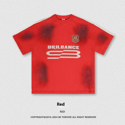 Retro Washed Distressed Short Sleeve For Men And Women Red MuddyStock