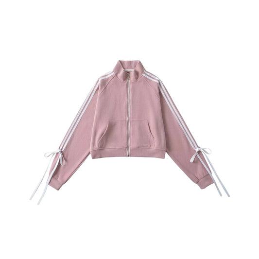 Women's Design Side Pull Bow Loose Casual Jacket Pink All Products
