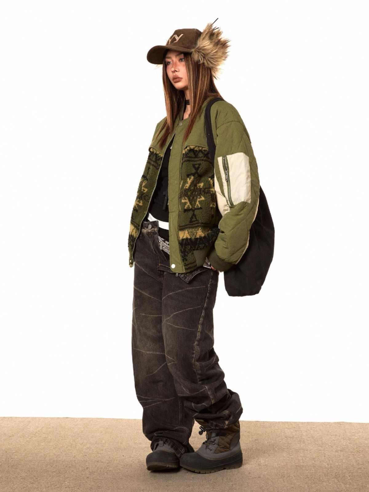 Patchwork Cotton-padded Warm Jacket For Women MuddyStock