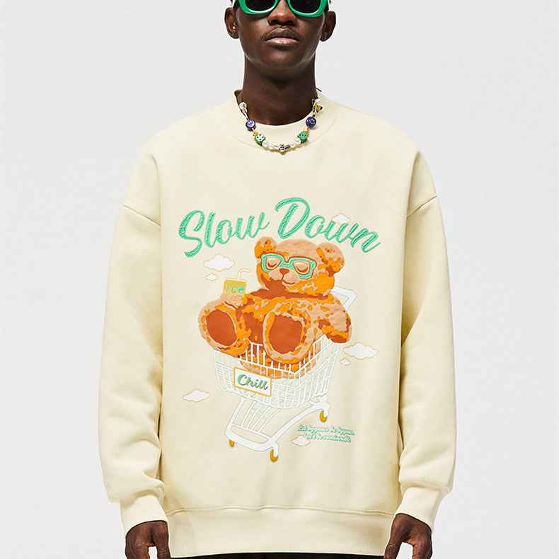 Polar Fleece Suede Foam Bear Round Neck Sweater For Men MuddyStock